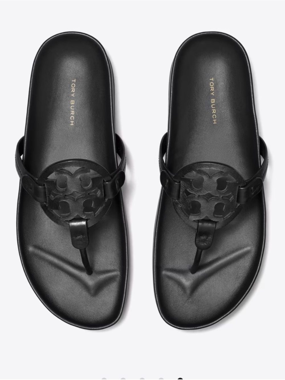 Tory Burch Black Miller Cloud Logo Thong Sandal, Size 8.5 - Picture 2 of 16